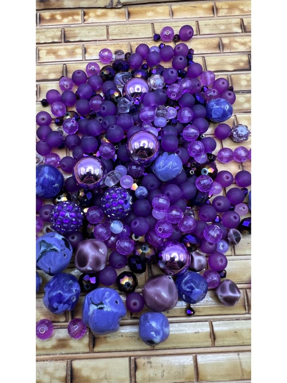 Purple Beads Assorted Craft Mix - Acrylic Glass & Ceramic - Various Sizes & Styl